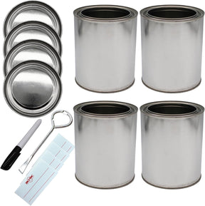 Empty Paint Cans with Lids – Quart/32 oz Unlined Containers for Paint, Solvents, Crafts & DIY, Can opener, Marker and Labels included 50 Pack