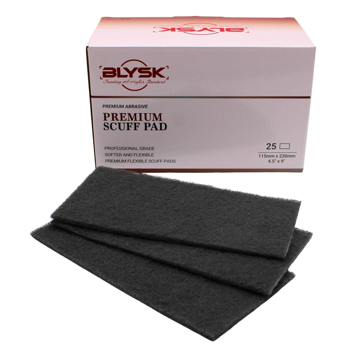 Non-Woven Abrasive Scuff Pads, 4.5 x 9 Inch, Surface Prep & Finishing, 25 Pack (Gray)
