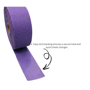 2-3/4" x 25 Yd Purple Film PSA Sanding Roll – 40, 80, 120, 220, 320 Grit – Premium Long-Lasting Abrasive for Wood, Paint, Metal – Clog-Resistant, Fast Cut (40 Grit)