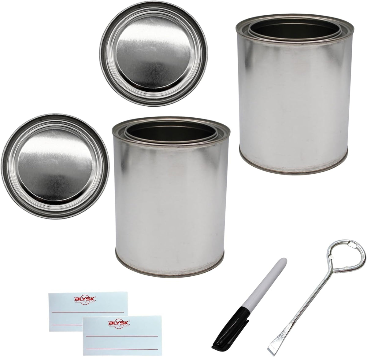 Empty Paint Cans with Lids – Quart/32 oz Unlined Containers for Paint, Solvents, Crafts & DIY, Can opener, Marker and Labels included 50 Pack