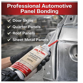 MB90 Panel Bonding – 2-Part Urethane/Epoxy Structural Adhesive –High Strength Automotive Body Panel Repair, Bonds Metal, Aluminum & Plastic – 200 ml / 6.76 fl oz Cartridge with 2 Mixing Nozzles