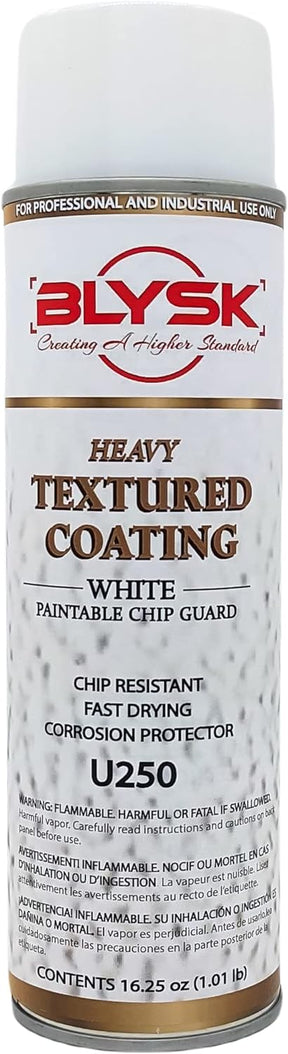 Blysk Heavy Textured Coating U250 white 15oz., paintable chip guard, chip resistant, fast drying, corrosion protector