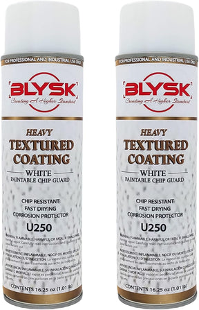 Blysk Heavy Textured Coating U250 white 15oz., paintable chip guard, chip resistant, fast drying, corrosion protector