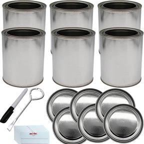 Empty Paint Cans with Lids – Quart/32 oz Unlined Containers for Paint, Solvents, Crafts & DIY, Can opener, Marker and Labels included 50 Pack