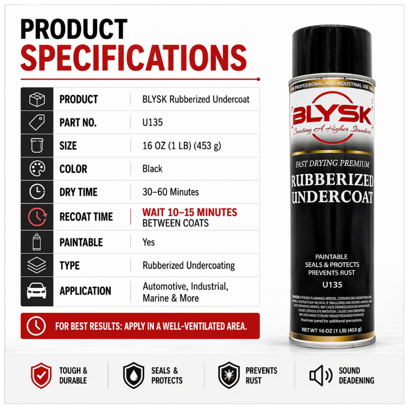 BLYSK Rubberized Undercoat Fast Drying Premium (U135) 16 oz.