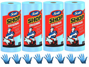 Scott 75147 Shop Towels, Standard Roll, 10 2/5 x 11, Blue, 55/Roll