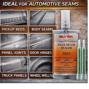 Flex Seam Sealer SS15 – Thick Set Flexible Automotive Seam Sealer – 200ml / 6.76 fl oz Dual Cartridge with 2 Mixing Nozzles – Non-Sag Adhesive Sealant for Metal, Aluminum, Fiberglass & Plastics