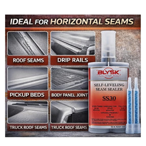Self-Leveling Seam Sealer SS30 – Gray 200ml (6.76 fl oz) Dual Cartridge with 2 Mixing Nozzles – Automotive Seam & Roof Sealer – Fast Leveling Formula for Drip Rails & Body Seams