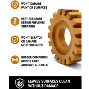 BLYSK Eraser Wheel Decal Removal Tool System – Removes Stickers, Vinyl Graphics, Pinstripes & Adhesive Residue – Safe for Automotive Paint, Glass, Metal & Plastic