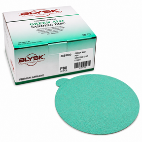 Blysk 6" Green Aluminum Oxide Sanding Discs – P80 to P800 Grit – Latex Paper, Semi-Open Coat – Hook & Loop/PSA – Clean Sanding for Metal, Wood, Paint, Plastic, 50-Pack