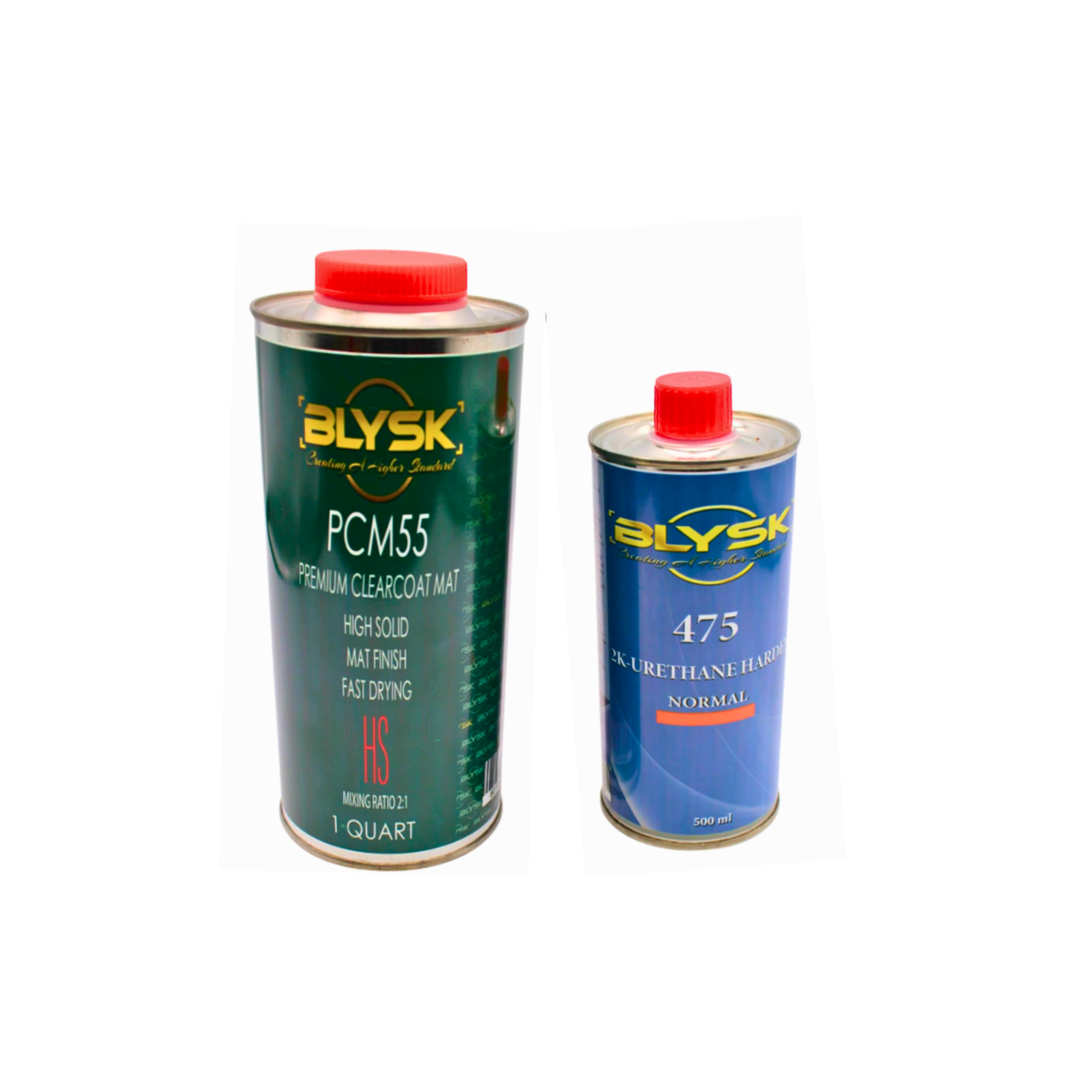 Blysk PCM55 Premium Matte Clearcoat Kit 475 2K Hardener – 2:1 Mixing Ratio – Durable Urethane Topcoat for Automotive Refinishing.