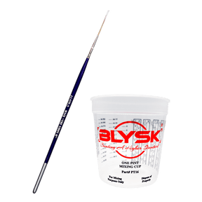 BLYSK and MACK The Virus II (444VII) pinstriping lines, shading, and for sharp detail synthetic brush bundle with Free Pint Mixing Cup set - Maazzo