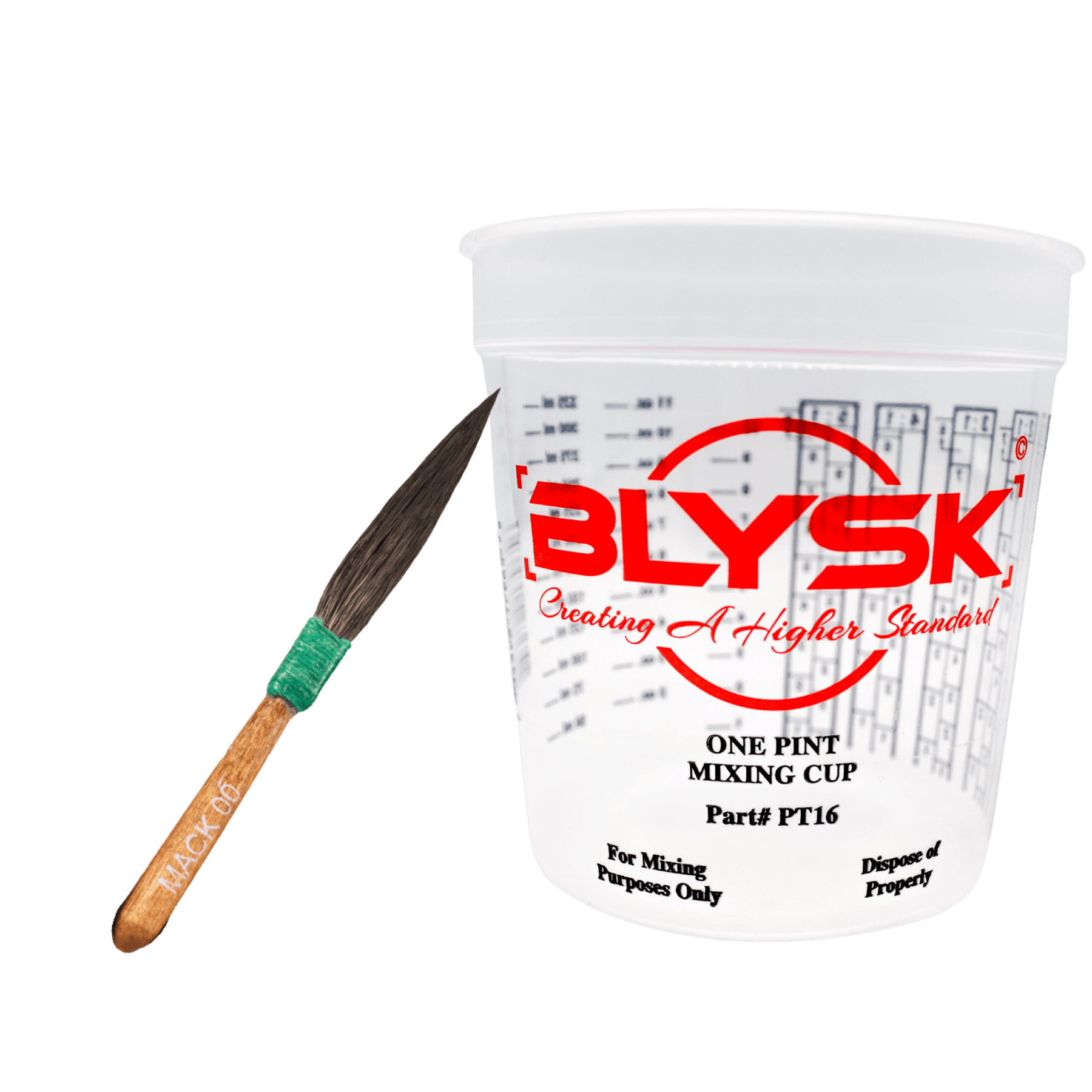 BLYSK and Mack Sword Striping Brush Series 20 Bundle with Free Pint Measuring Paint Cup, pinstriping, Squirrel Hair, Sign, Lettering, Professional Art Supplies - Maazzo
