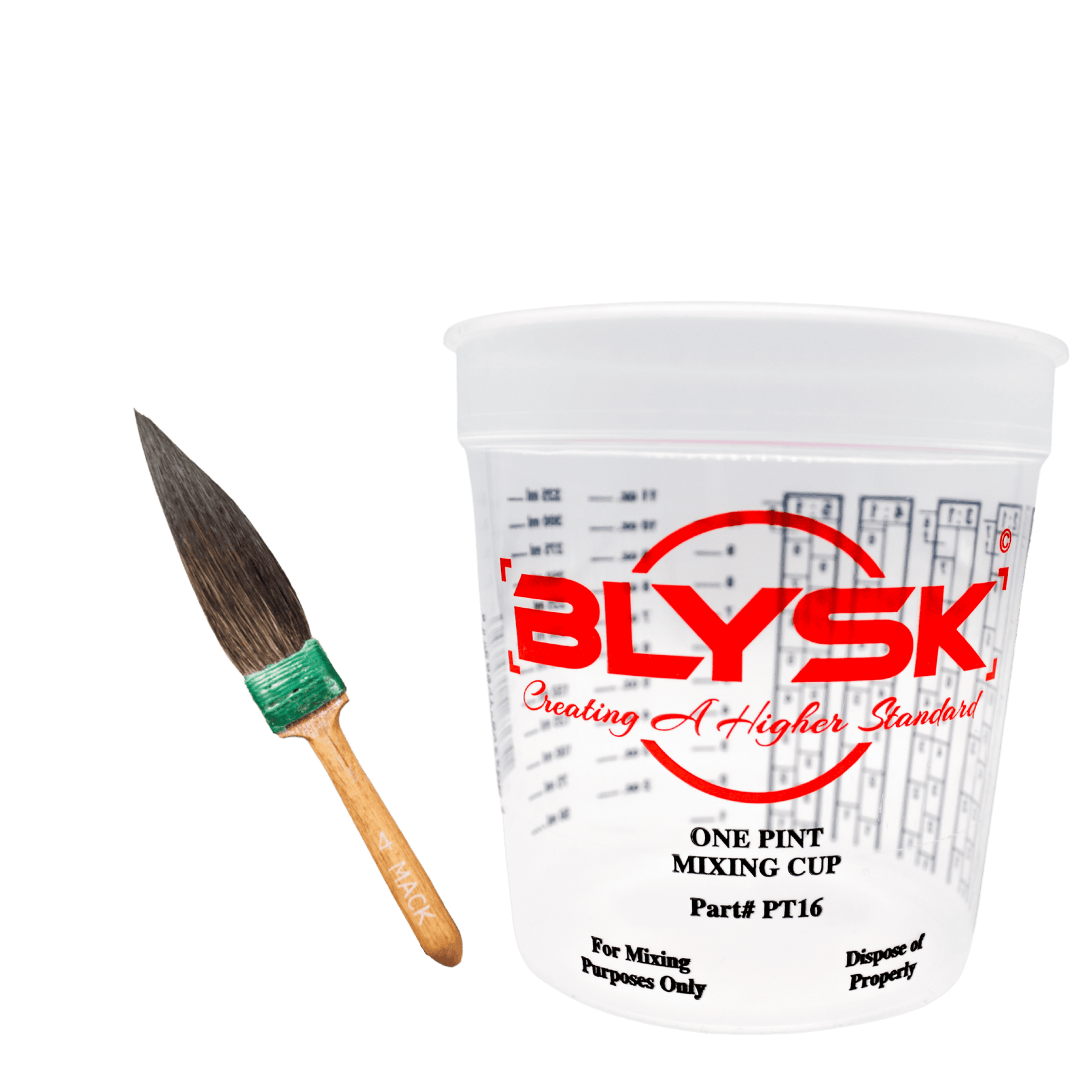 BLYSK and Mack Sword Striping Brush Series 20 Bundle with Free Pint Measuring Paint Cup, pinstriping, Squirrel Hair, Sign, Lettering, Professional Art Supplies - Maazzo
