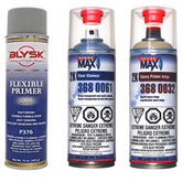 Blysk Bundle-Spray Max 2K Clear Glamour with Very High Chemical for Sealing-Spray Max Universal 2K epoxy primer filler for all problematic surfaces (Beige) -Blysk flexible Primer (Gray) - Maazzo