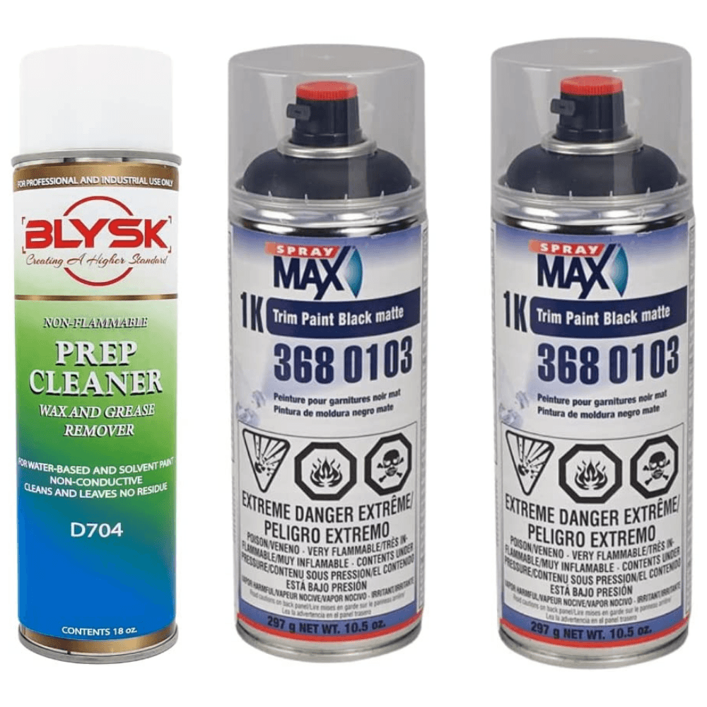 Blysk Bundles- Spray Max 1K Trim Paint Black Matte for topcoat paint jobs and spot repairs on cars, motorcycles and other applications-Blysk Prep Cleaner, Wax and Grease Remover, for Water-Based and Solvent Paint - Maazzo