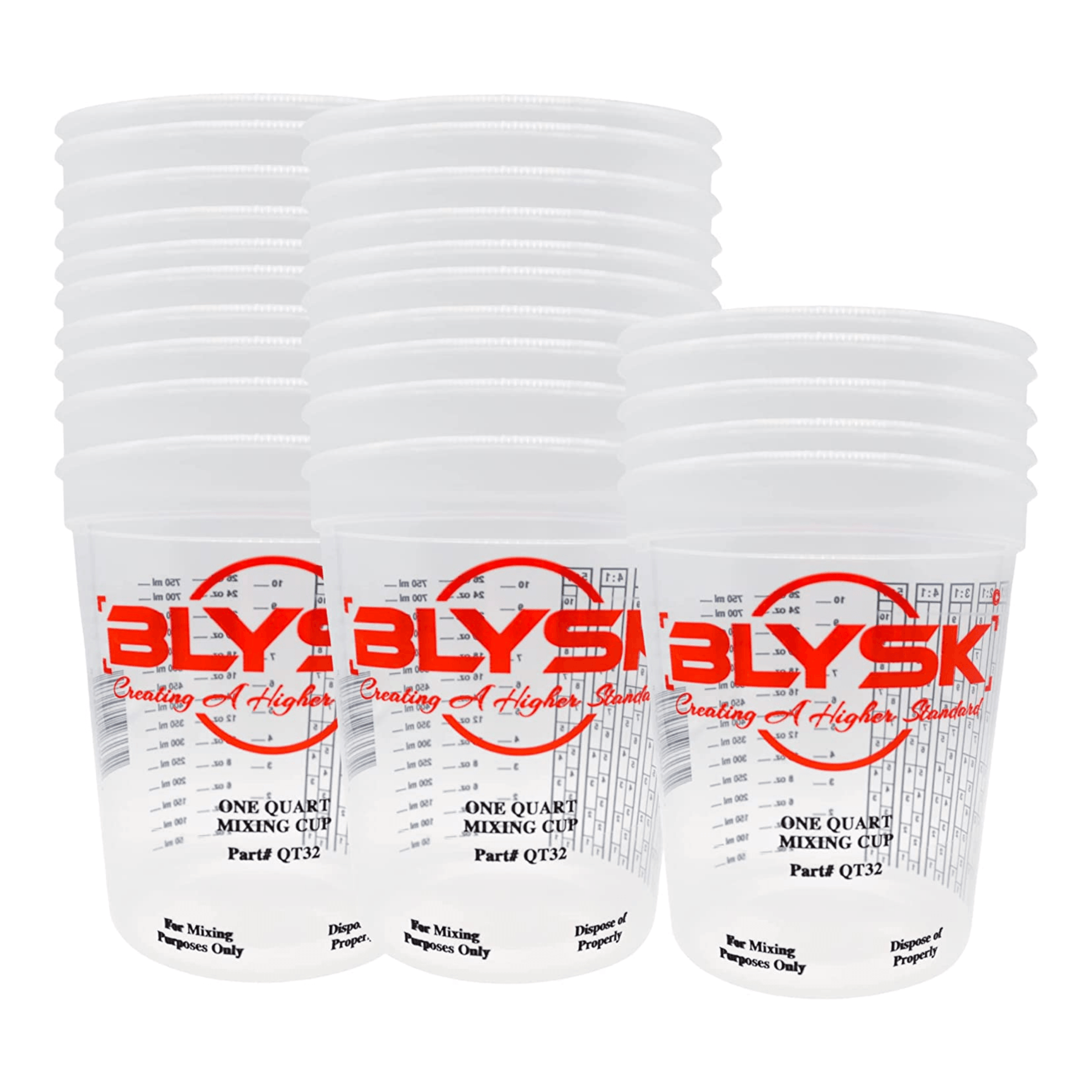 BLYSK Graduated Plastic Mixing Cups, use for Paint, Resin (Quart) - Maazzo