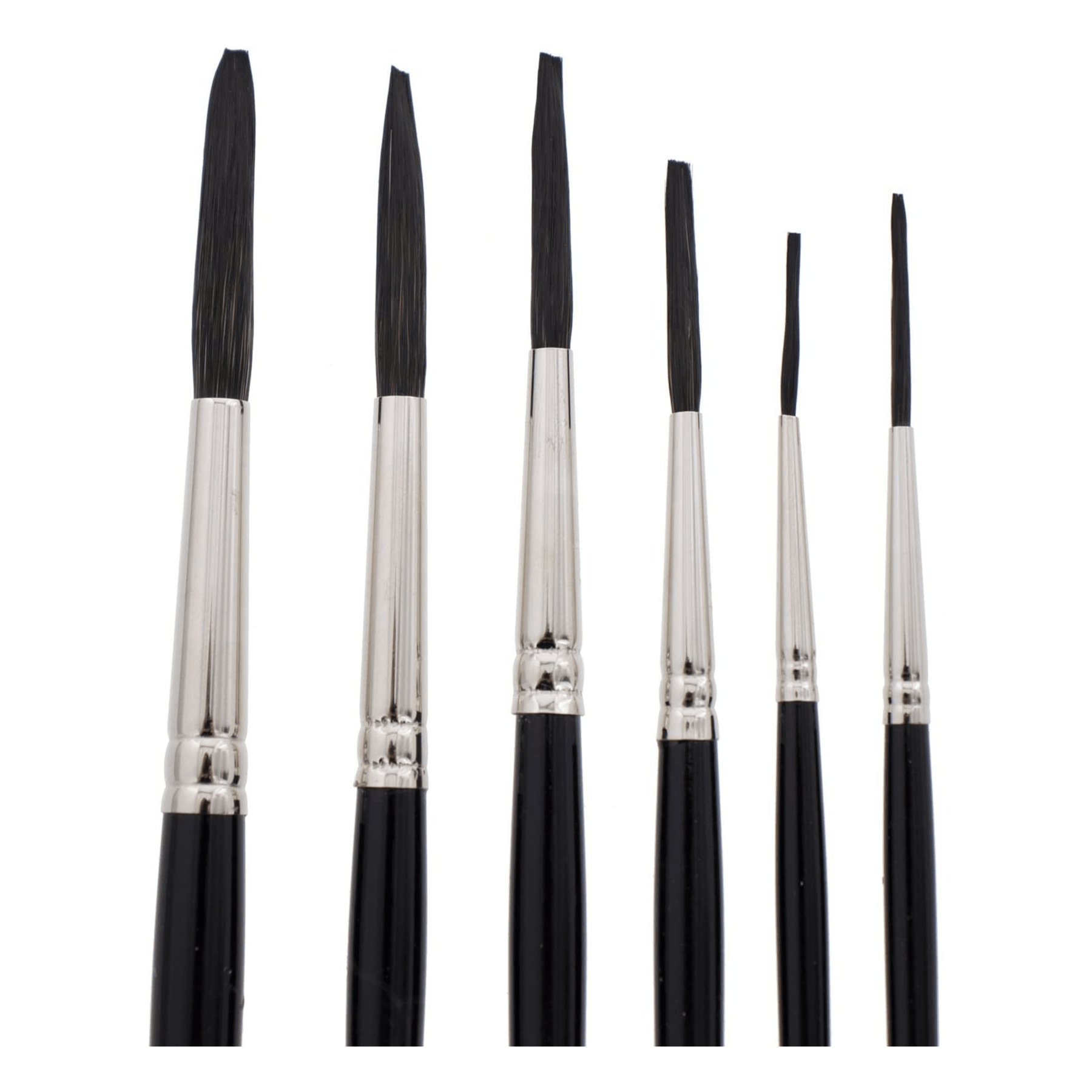 Squirrel and Black Synthetic Mix Quill Sizes 0-10 Pinstriping Brushes - 6 PACK - Maazzo