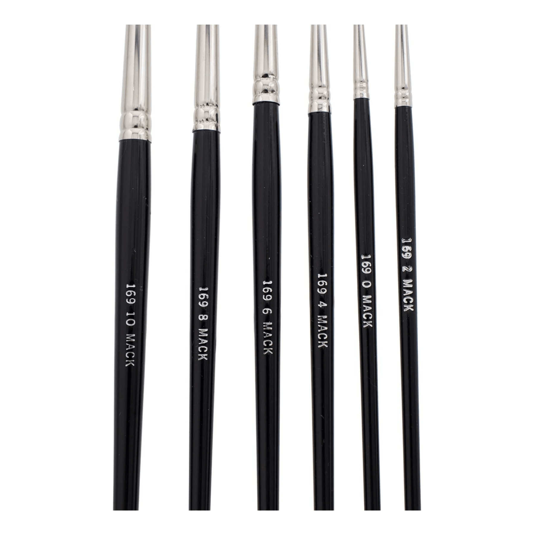 Squirrel and Black Synthetic Mix Quill Sizes 0-10 Pinstriping Brushes - 6 PACK - Maazzo