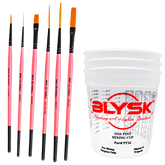 BLYSK and Mack M/T Broken Pinkies Set Striper, outliner, and scroller Brush Bundle with Free Pint Mixing Cups Set, Scrolling, pinstriping, Art (6, Mullet,Scrubby,Scripty,PickUpLine,Pointy,Stubby) - Maazzo
