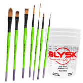 BLYSK and Mack Monster Stix (M/T) Synthetic, Lines, Shading, and for Sharp Detail Brush Bundle with Free Pint Mixing Cups Set, Artist Brushes (7, Monster Stix (Set)) - Maazzo