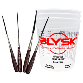 BLYSK and Mack Long Bob Striper, outliner, and scroller Brush Bundle with Free Pint Mixing Cups Set, Scrolling, pinstriping, Control, Striping Brush Set, Art, Detailing - Maazzo
