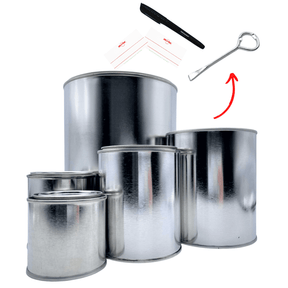 Blysk Empty Metal Cans Set of Each Size; Gallon, Quart, Pint, 1/4 Pint, 1/2 Pint - Maazzo