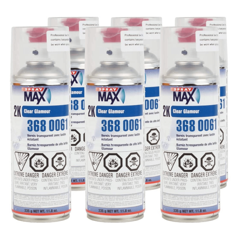 Spray Max 2K High Gloss Finish Clear Coat Spray Paint | Car Parts and Repair Refinishing Clear Coat for Permanent Sealing of Coated Surfaces | 6-Pack - Maazzo