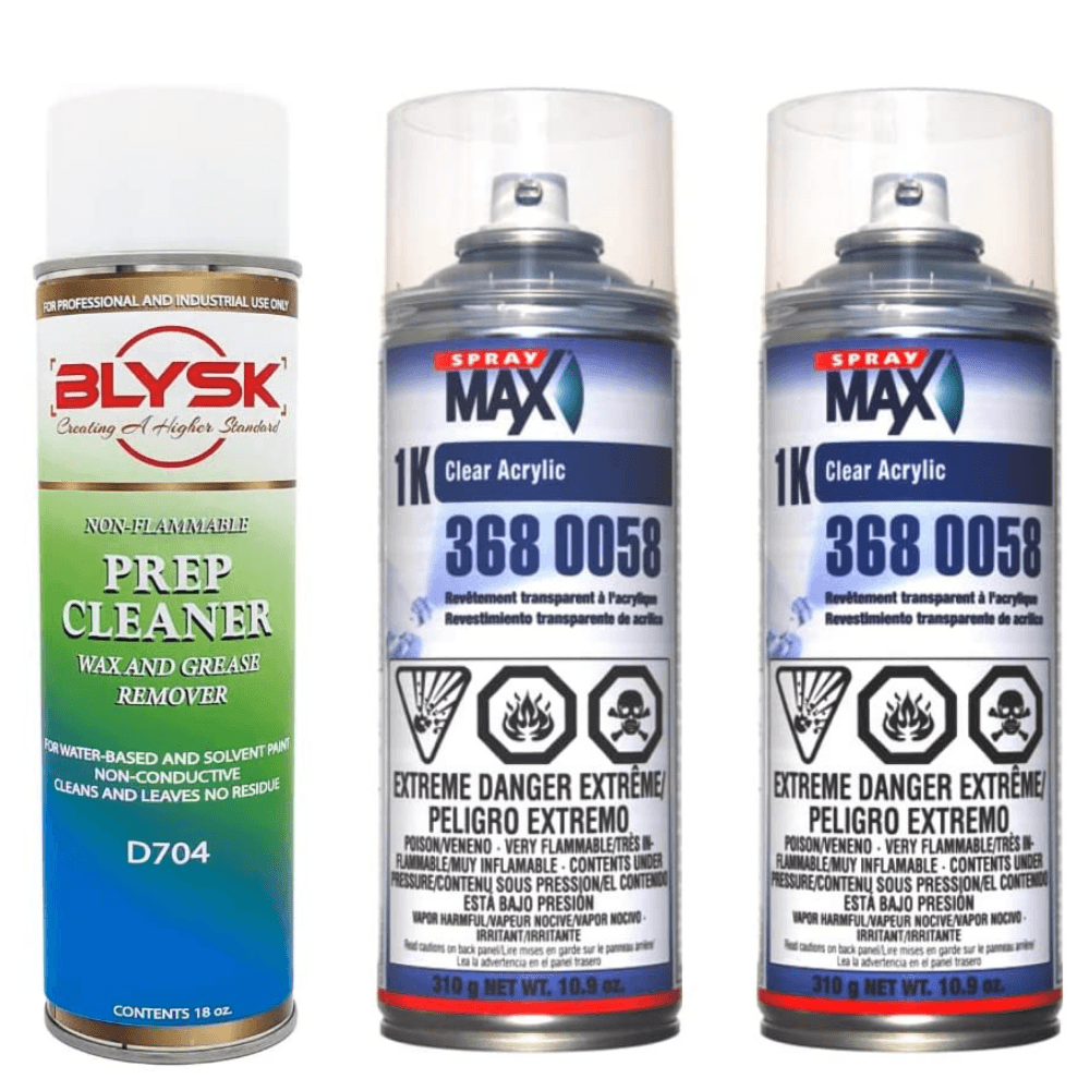 Blysk-Bundle (2) Spray Max 1K Clear Acrylic for quick coating and long-term sealing-Blysk Prep Cleaner Wax and Grease Remover Non-Flammable - Maazzo