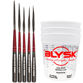 BLYSK and Mack Wizard Black Widow Scroll Striper Bundle with Free Pint Mixing Cups, Scrolling, pinstriping, Control, Striping Brush Set, Automotive Paint Supplies - Maazzo