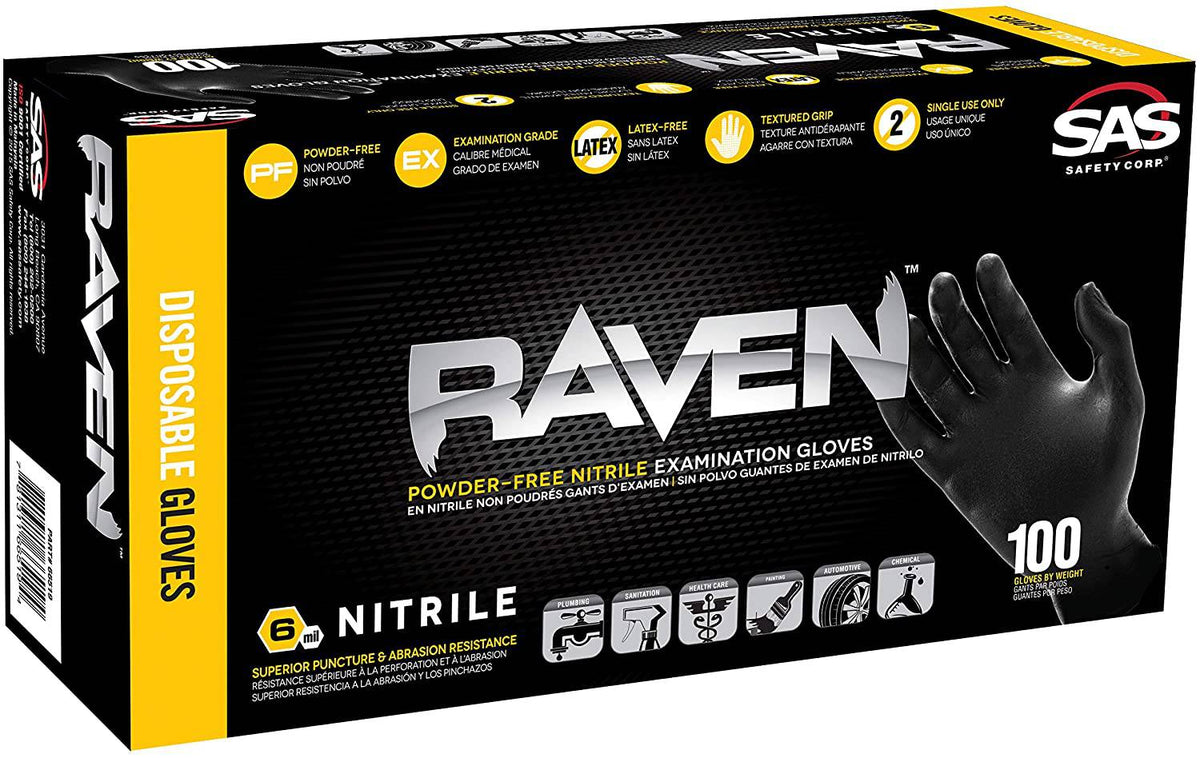Raven Powder-Free Disposable Black Nitrile - Maazzo
